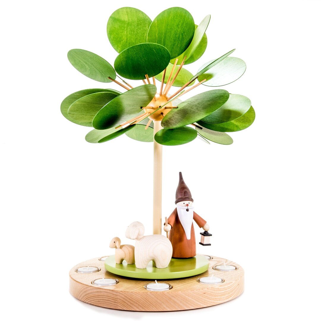 Großer Jahreszeitenbaum FrühlingsErwachen mit Wichtel Große Teelichtpyramide mit Räucherfigur