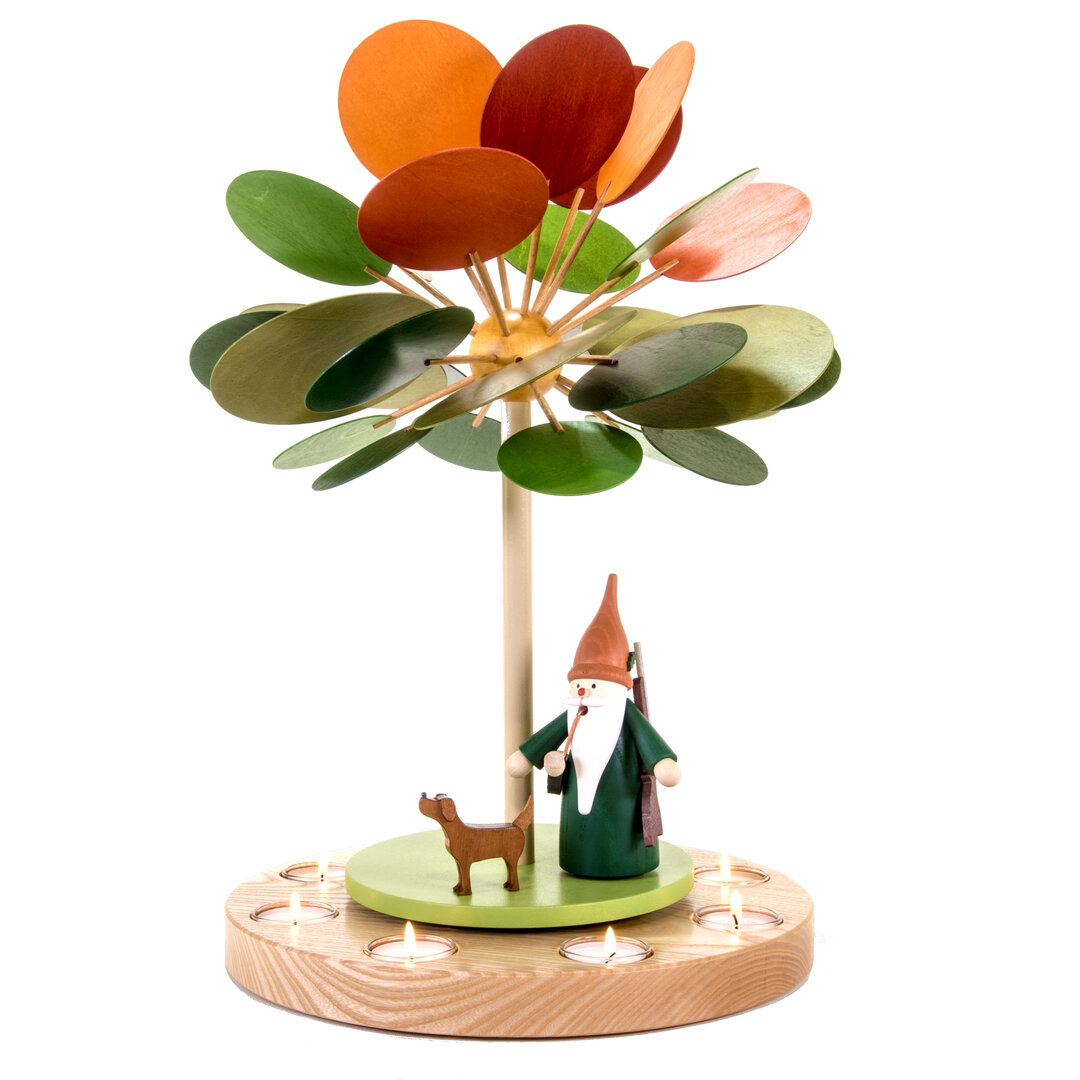 Großer Jahreszeitenbaum HerbstZeitlose mit Wichtel Teelichtpyramide mit Räucherwichtel