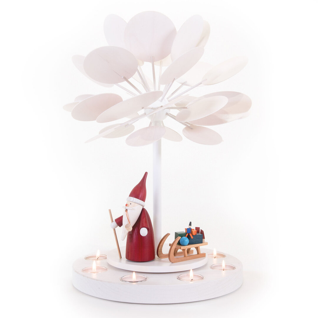 Großer Jahreszeitenbaum WinterZauber mit Wichtel Teelichtpyramide Winterzauber mit Räucherwichtel