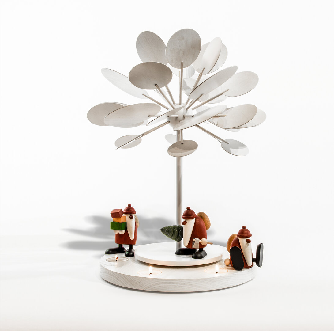 Mittlere Teelichtpyramide WinterZauber mit Weihnachtsmännern