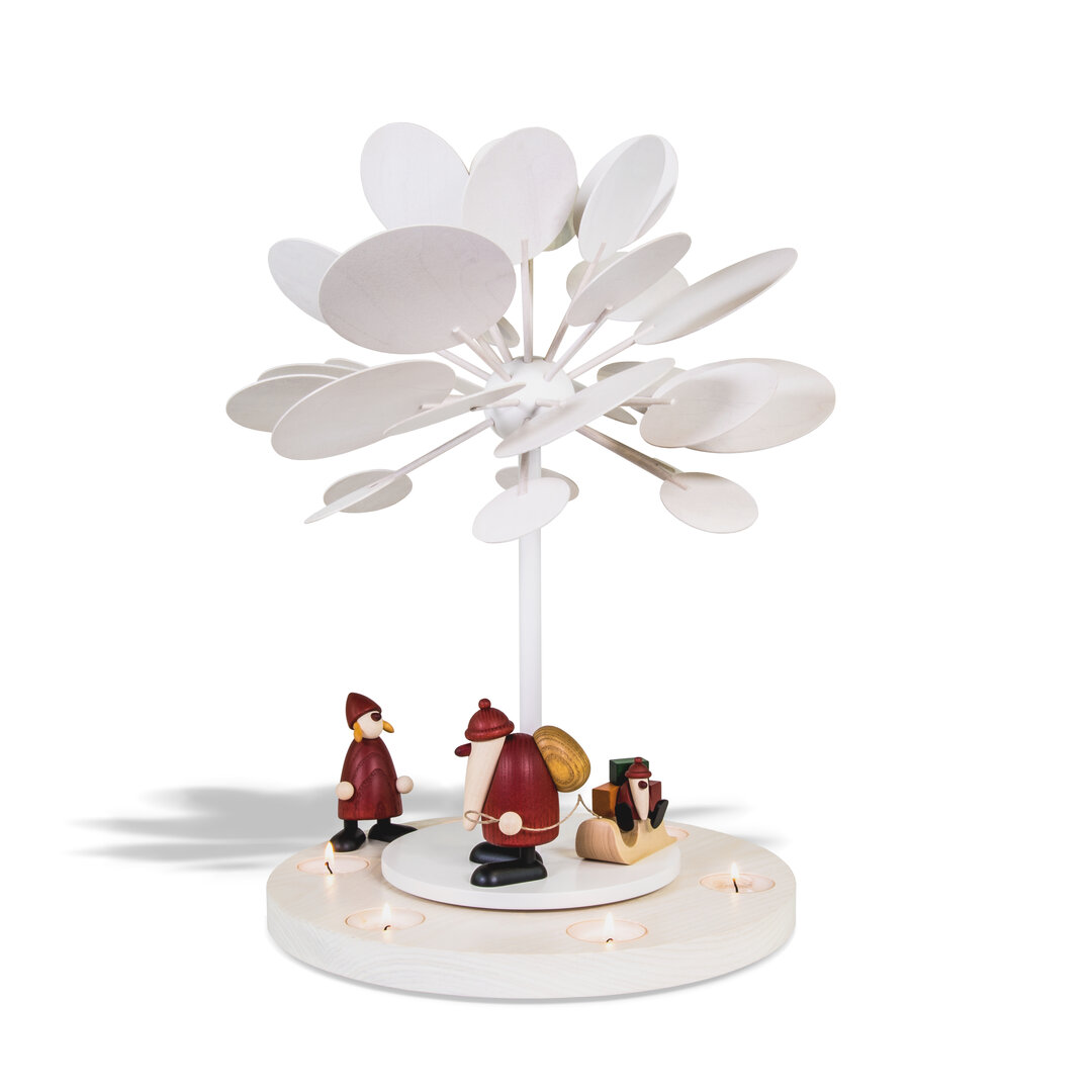 Mittlere Teelichtpyramide WinterZauber mit Weihnachtsfrau und Weihnachtsmann