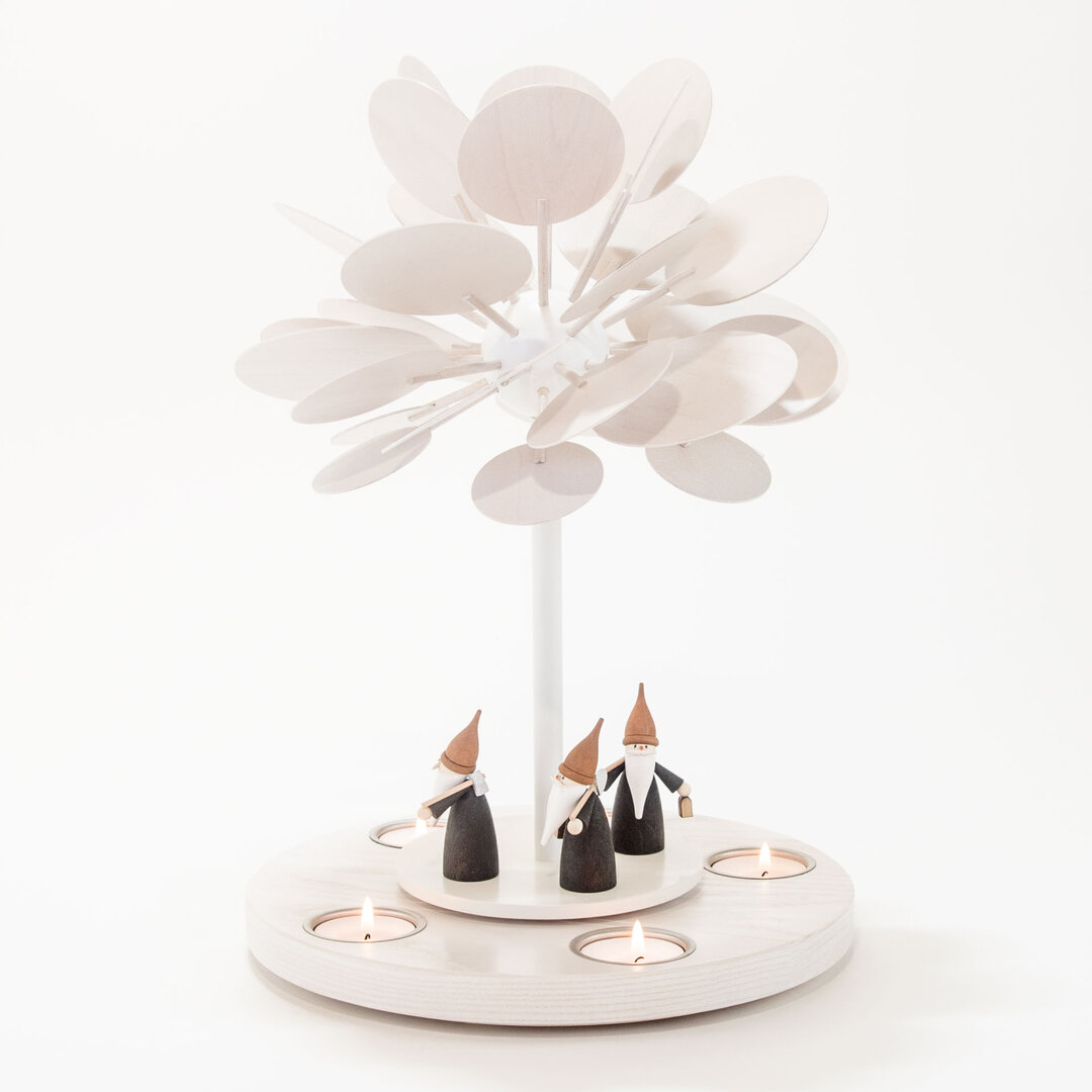 Kleiner Jahreszeitenbaum Winterzauber für 5 Teelichter mit Bergwichteln Kleine Teelichtpyramide Winterzauber für 5 Teelichter mit Bergwichteln