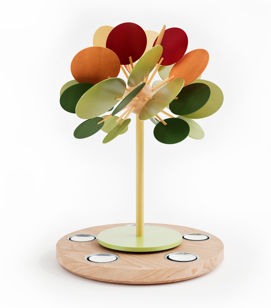 Kleiner Jahreszeitenbaum HerbstZeitlose für 5 Teelichter Kleine Teelichtpyramide HerbstZeitlose für 5 Teelichter