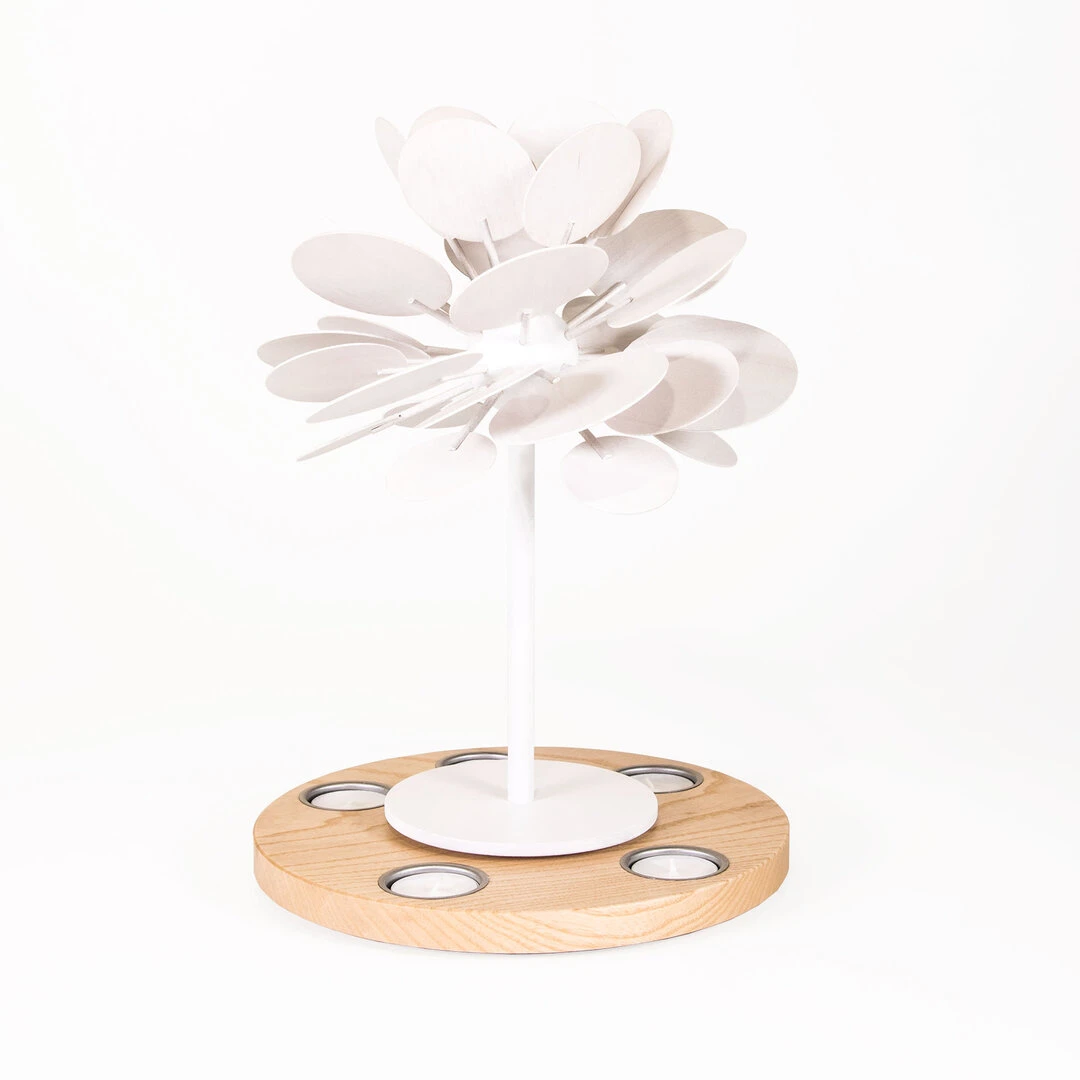 Kleine Teelichtpyramide WinterZauber für 5 Teelichter, natur